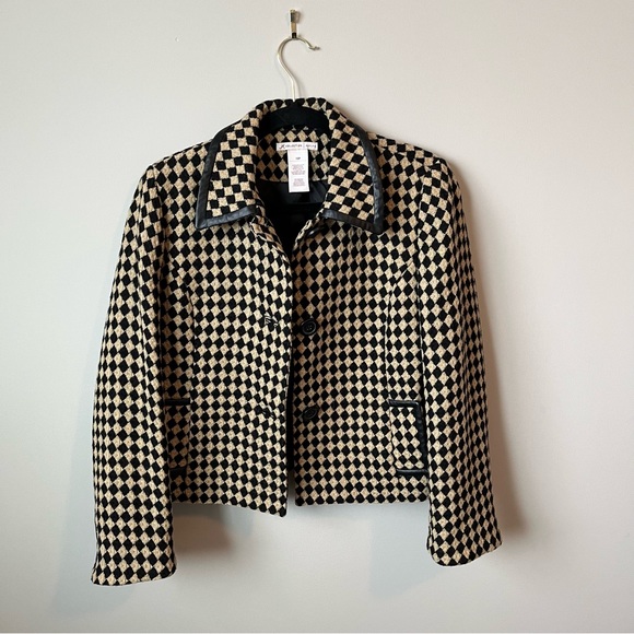 JM Collection Size 10 Petites Wool Blend Checkered Blazer/Jacket - Picture 2 of 6
